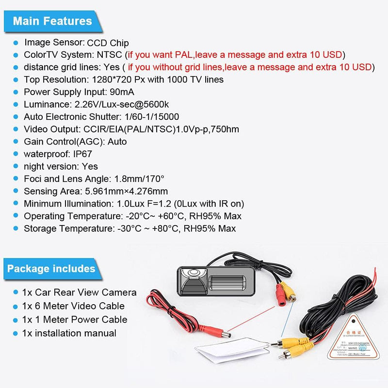 1280x720 Pixels 1000TV Lines Auto Rückfahrkamera Einparkhilfe Replacement for Mercedes-Benz GLA GLC