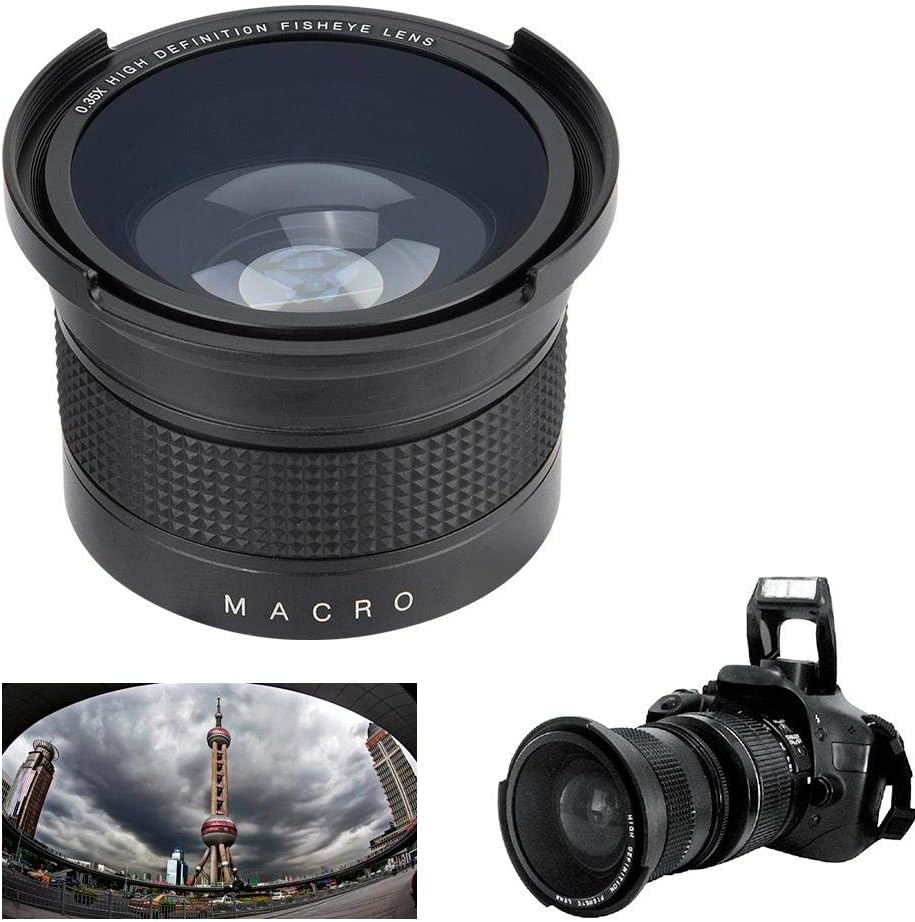 PUSOKEI Weitwinkel-Fisheye-Objektiv, 0,35 x 52 mm Weitwinkelobjektiv, Universal-Fisheye-Objektiv mit