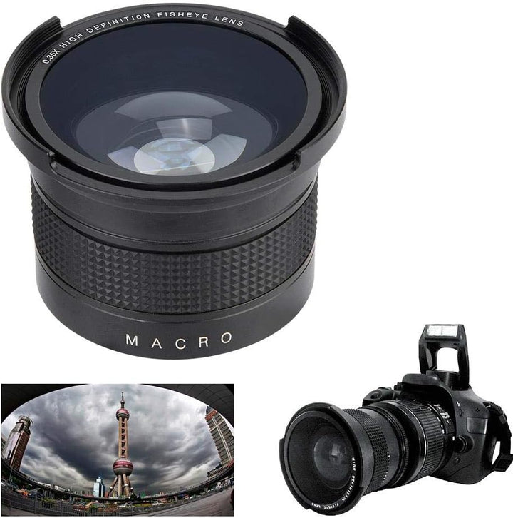 PUSOKEI Weitwinkel-Fisheye-Objektiv, 0,35 x 52 mm Weitwinkelobjektiv, Universal-Fisheye-Objektiv mit