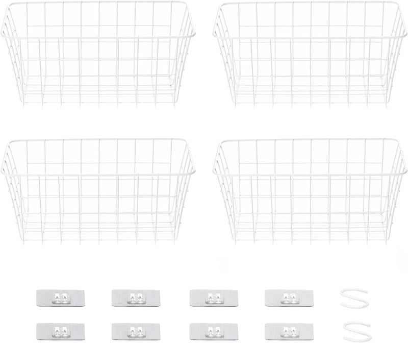 Navaris 4X Selbstklebende Körbe - Hängekorb Set aus Metall - 30,5x14x13,5cm - Aufbewahrungskorb Allz