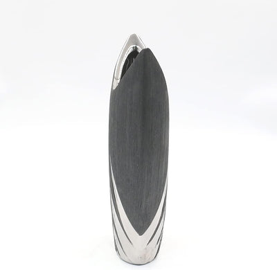 Dekohelden24 Edle Moderne Deko Designer Keramik Silber-grau, oval, Masse L/B/H ca. 19 x 7,5 x, Vase