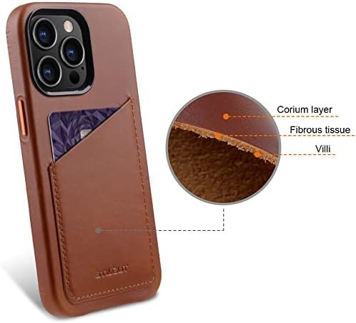 STILGUT Cover kompatibel mit iPhone 13 Pro Max Hülle mit Kartenfach, Case aus Leder, Kartenhülle - C