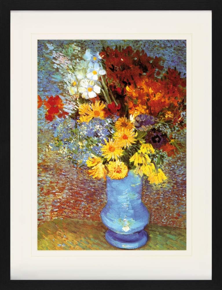 1art1 Vincent Van Gogh Poster Vase Mit Margeriten Und Anemonen, 1887 Gerahmtes Bild Mit Edlem Passep