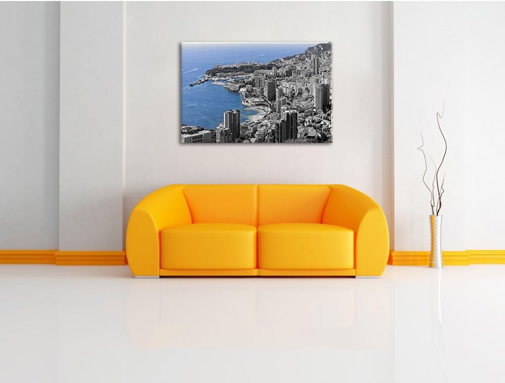 Pixxprint Blick auf das prächtige Monte Carlo Schwarz/Weiss, Format: 100x70 auf Leinwand, XXL riesig
