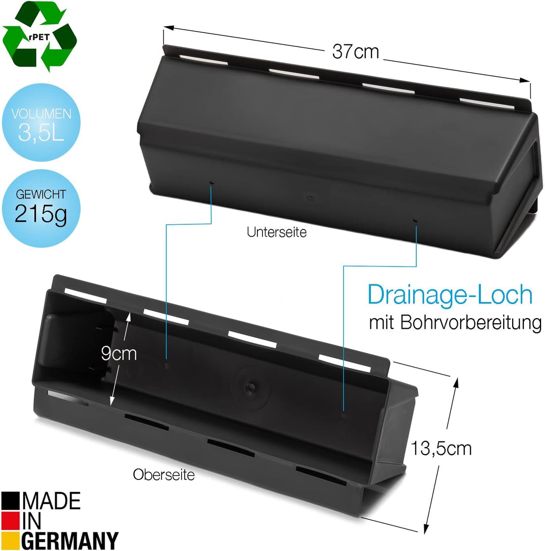 BigDean 24er Set Paletten Blumenkästen - Einsatz - mit Hängesystem zum Einhängen - 37cm anthrazit -
