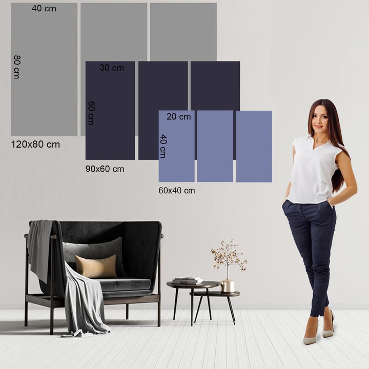 Feeby 3-teilig Leinwandbild XXL 120x80 cm Himmel Strand Meer Wellen Wandbild Kunst Bilder Schlafzimm