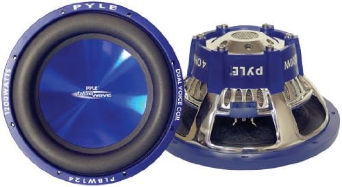 Pyle PLBW104 Auto-Subwoofer (1000 W, 85 dB, 4 Ohm, Stahl, 26,9 cm, 13 cm), Schwarz, Blau, Chrom