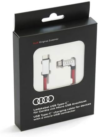 Audi 8S0051435J Ladekabel USB-C auf Micro-USB Kabel gewinkelt rot