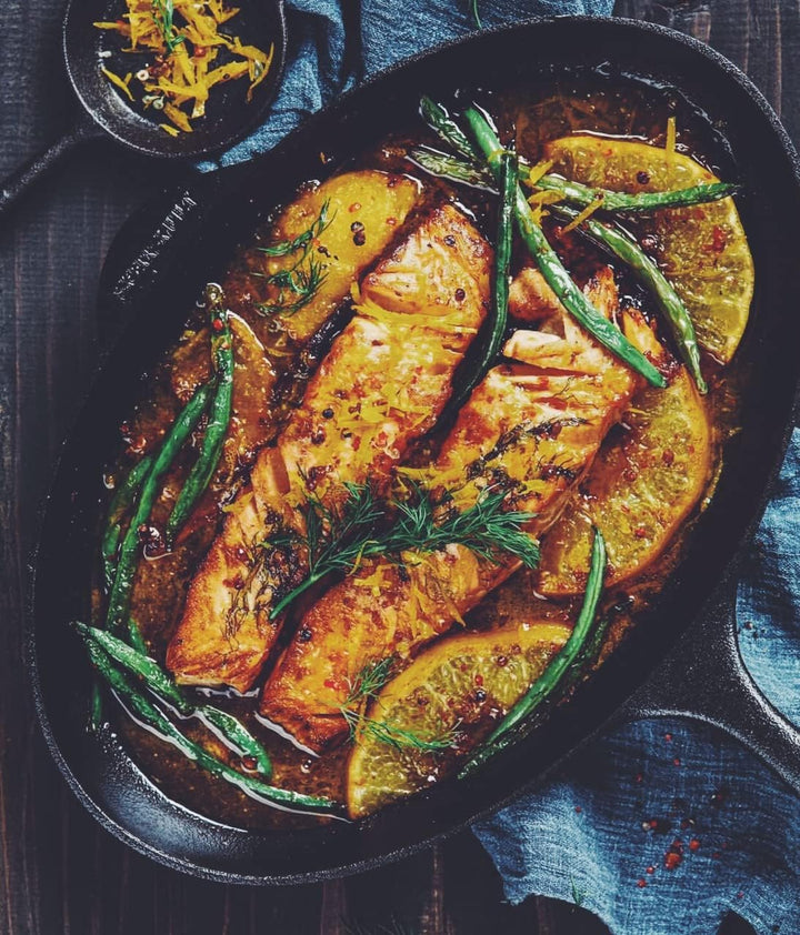 SKEPPSHULT Fisch- und Filé Pfanne 33 x 21,5 cm. Gusseisengriff. Auf Allen Herdarten, Ofen, Grill & o