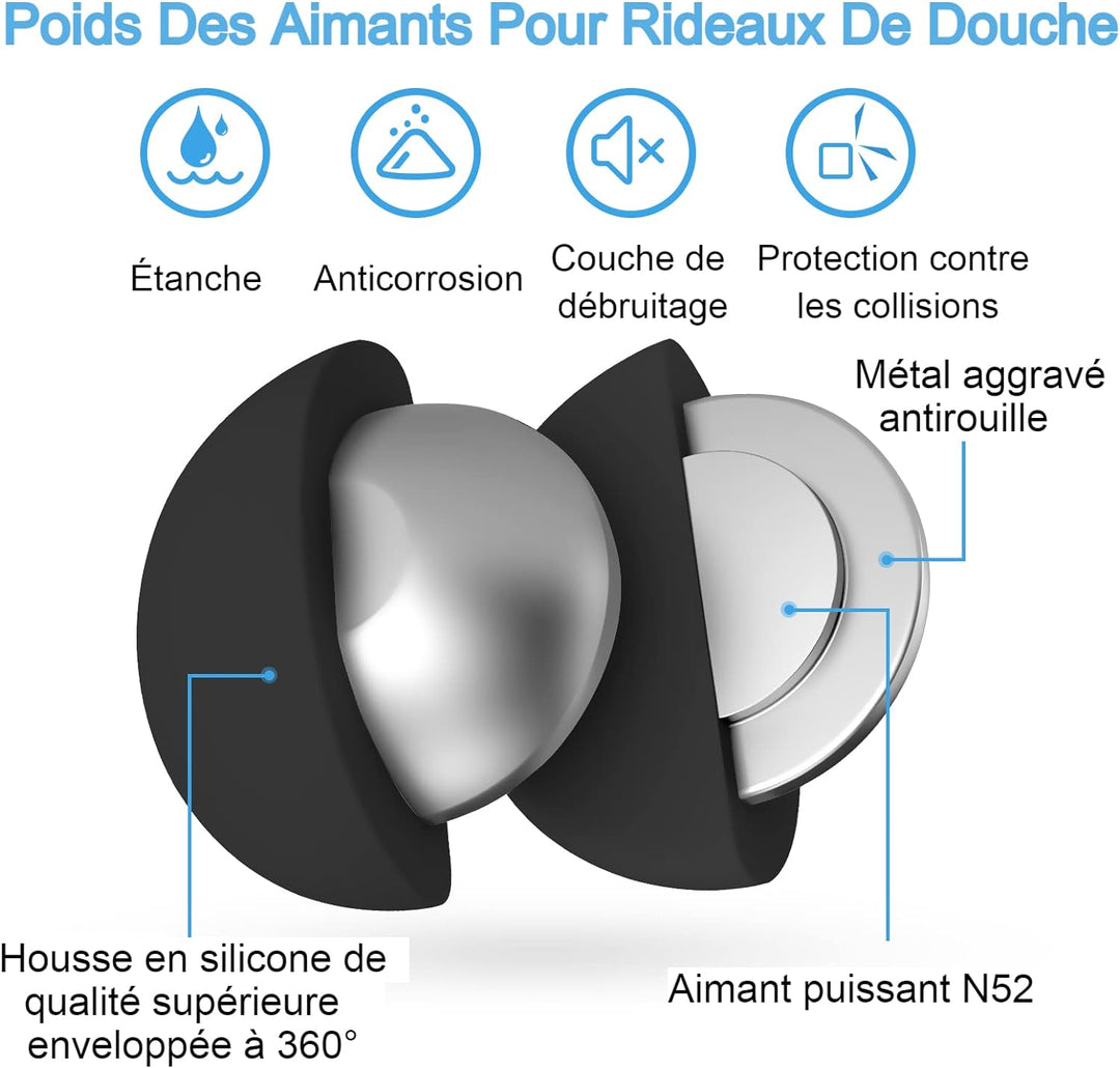 VANZAVANZU Duschvorhang Gewichte, Niemals Rost Duschvorhang Magnete, Silikonbeschichtete Magnete Tis