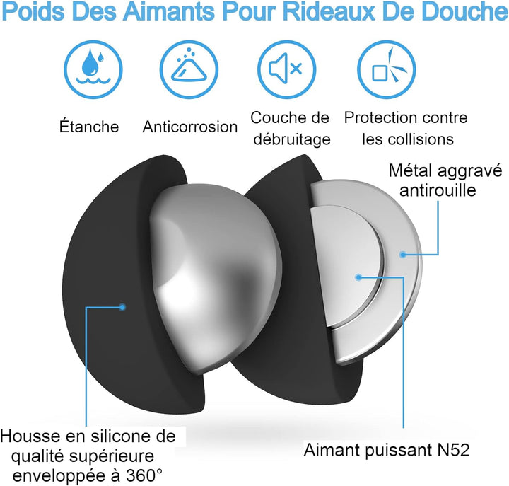 VANZAVANZU Duschvorhang Gewichte, Niemals Rost Duschvorhang Magnete, Silikonbeschichtete Magnete Tis