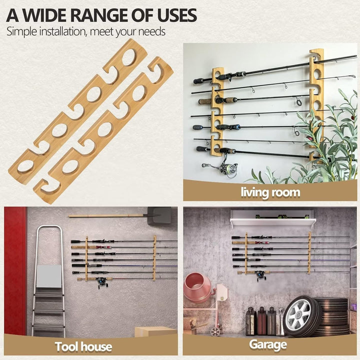 THKFISH Rutenständer Angelruten Angelrutenstände Angelrutenhalter für Garage Holz Angelstange Wand R