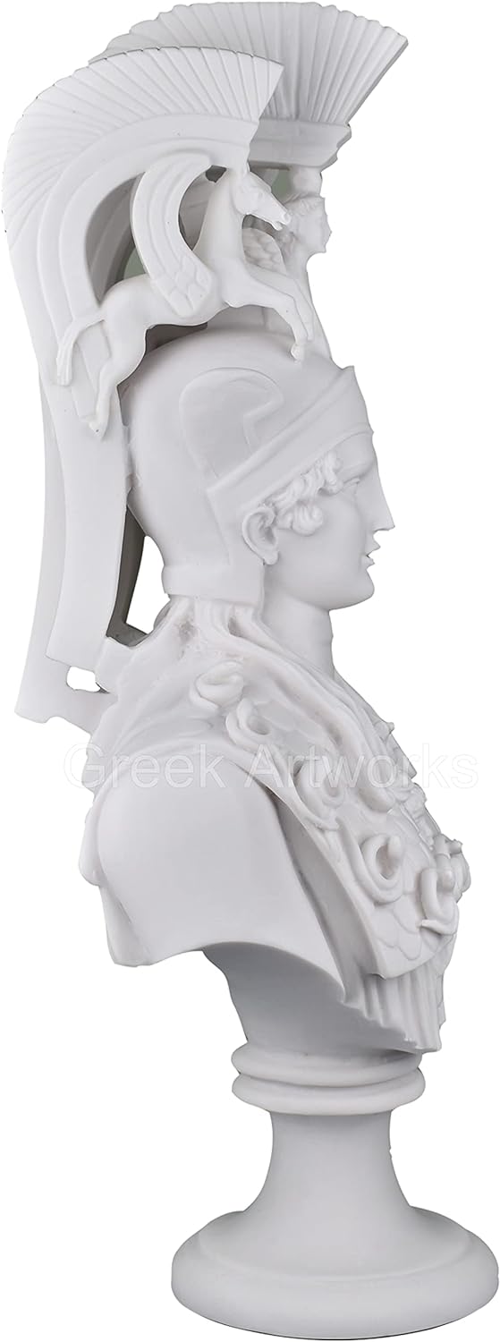 Athena Minerva Büste Kopf griechische römische Göttin Statue Skulptur gegossener Marmor