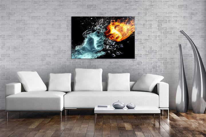 deyoli Feuer und Wasser prallen zusammen Format: 60x40 cm als Leinwandbild, Motiv fertig gerahmt auf