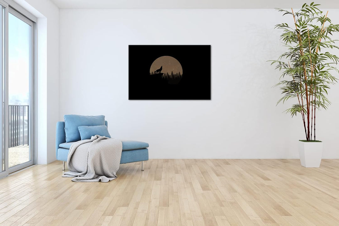 deyoli düsterer einsamer Wolf Format: 80x60 Effekt: Sepia als Leinwandbild, Motiv fertig gerahmt auf