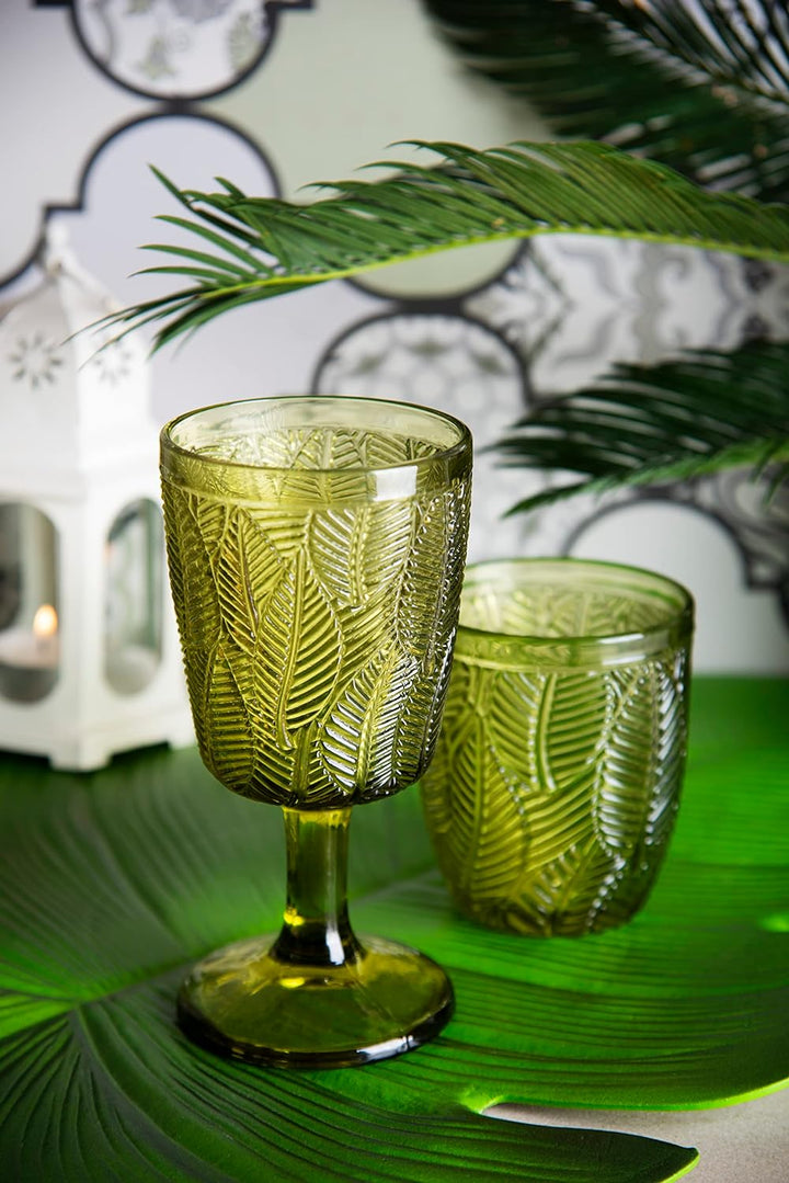 Excelsa Leaf Set 6 Gläser Wasser, Glas, Grün