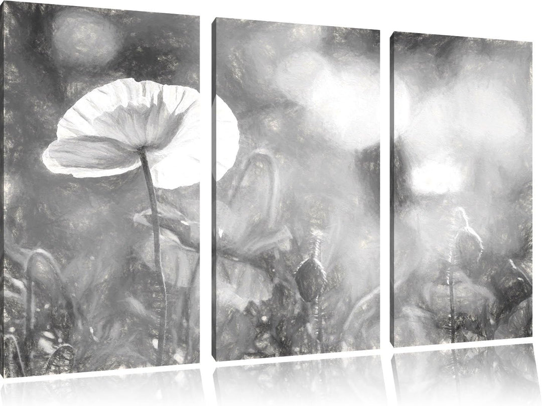 Pixxprint Kalifornischer Mohn im Frühling / 3-Teilig/Gesamtmass 120cm Leinwandbild bespannt auf Holz