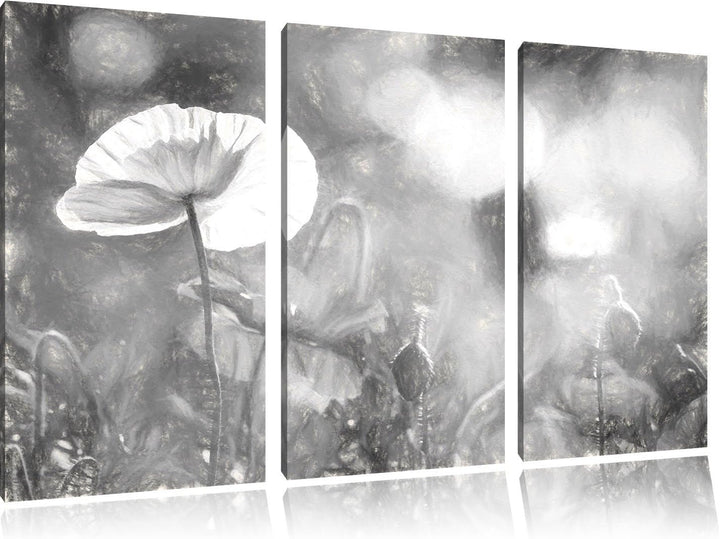 Pixxprint Kalifornischer Mohn im Frühling / 3-Teilig/Gesamtmass 120cm Leinwandbild bespannt auf Holz