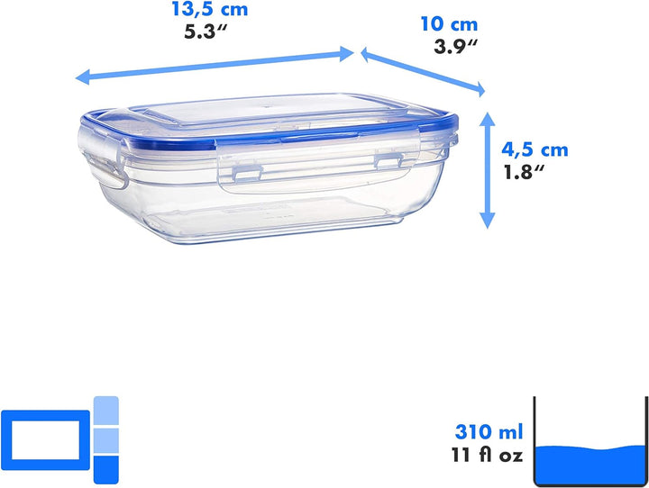 Grizzly Kunststoff Frischhaltedosen Set, 8x Vorratsdosen mit Deckel, flach, rechteckig, stapelbar, m