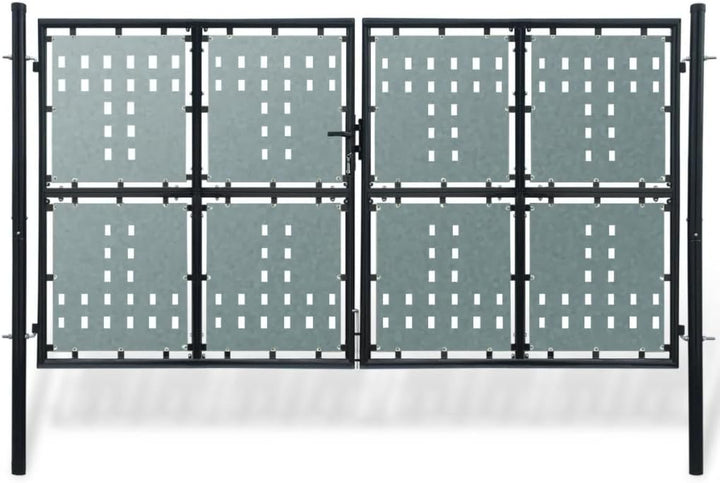 Tidyard Stahl Zauntor Gartentor Doppeltor Gartentür Robust Garten Hof Terrasse Einfahrtstor + Schlos