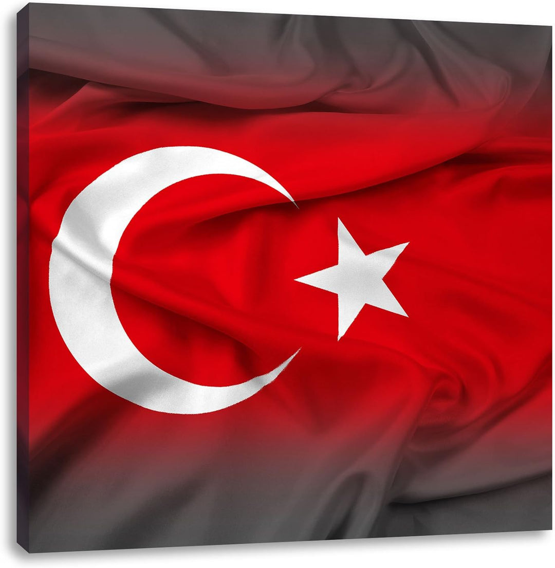 Pixxprint Flagge der Türkei / 70x70cm Leinwandbild bespannt auf Holzrahmen/Wandbild Kunstdruck Dekor