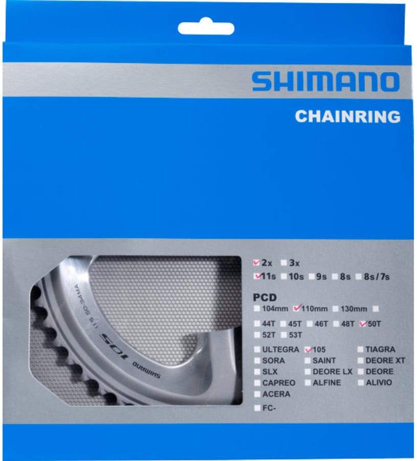 SHIMANO Chainring 50T-MA 105 FC-5800 for 50-34T Silver 50 zähne, 50 zähne
