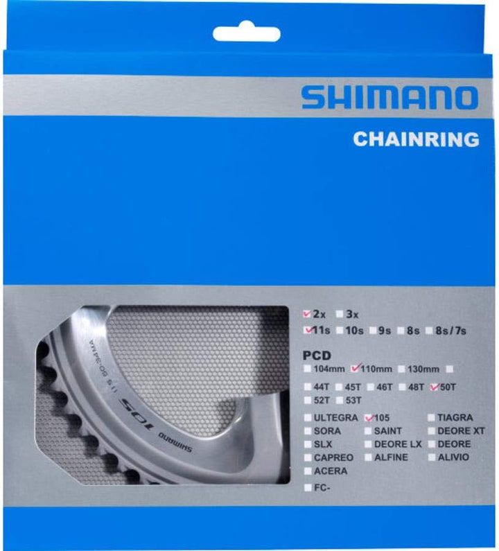 SHIMANO Chainring 50T-MA 105 FC-5800 for 50-34T Silver 50 zähne, 50 zähne