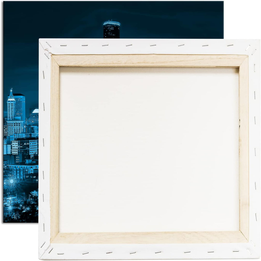 deyoli belebte Skyline von Seattle bei Nacht Format: 60x60 Effekt: Monocrome Blau als Leinwandbild,