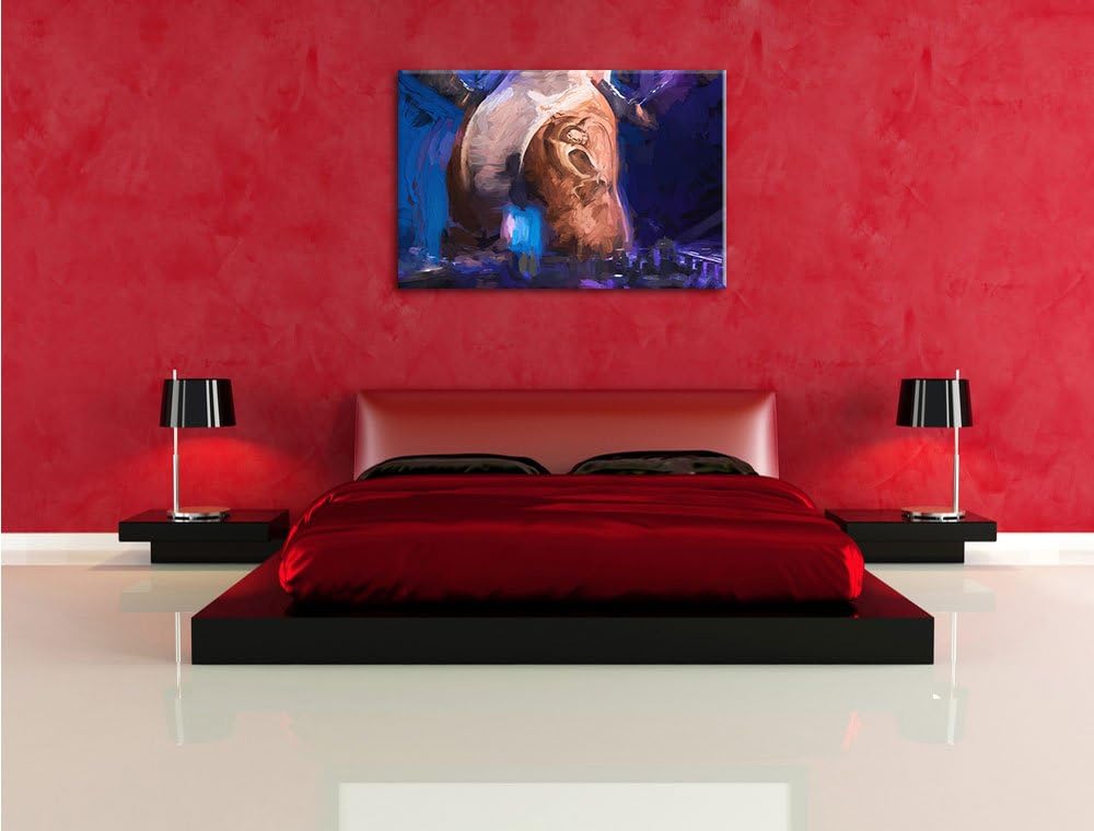 Pixxprint Sexy Frau am Plattenpult Pinsel Effekt, Format: 100x70 auf Leinwand, riesige Bilder fertig