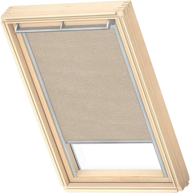 VELUX Original Dachfenster Sichtschutzrollo für F06, Sandbeige Gepunktet, mit Grauer Führungsschiene