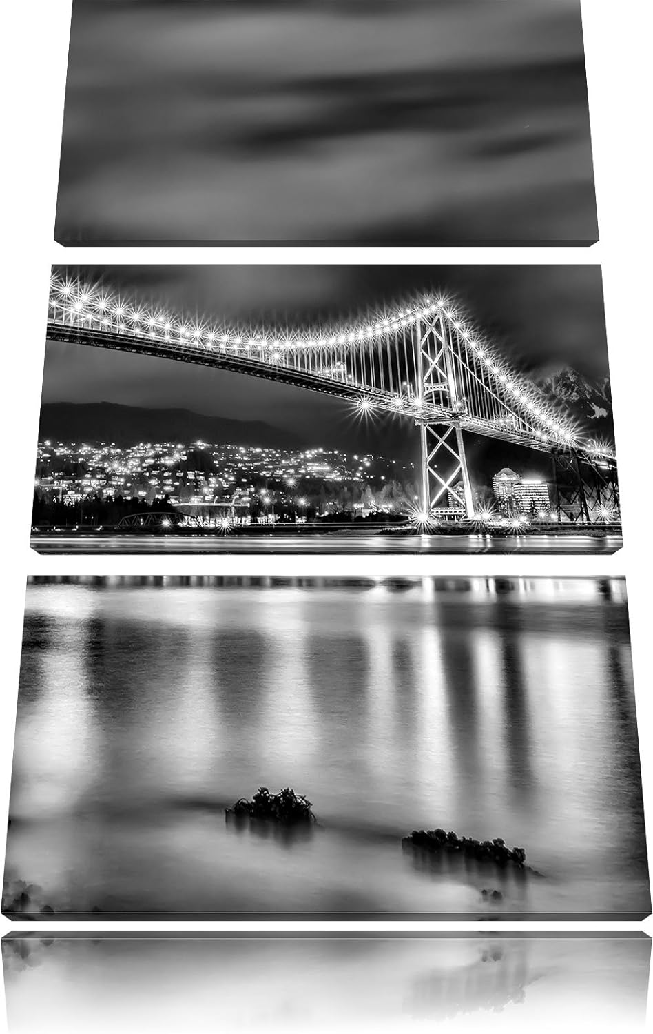 Pixxprint Lions Gate Bridge Vancouver als Leinwandbild/Grösse: 3 Teilig (120x80 cm) cm/Wandbild/Kuns