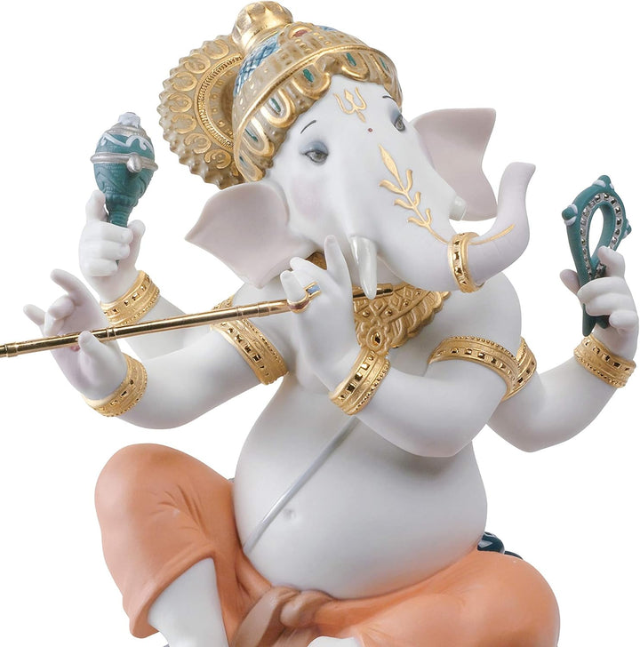 LLADRÓ Figur Ganesha Mit Bansuri. Limitierte Auflage. Ganesha. Porzellan.