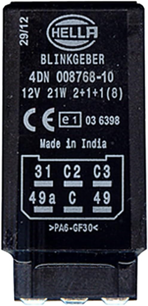 HELLA - Blinkgeber - 12V - 6-polig - gesteckt - elektronisch - ohne Halter - 4DN 008 768-101 Single,