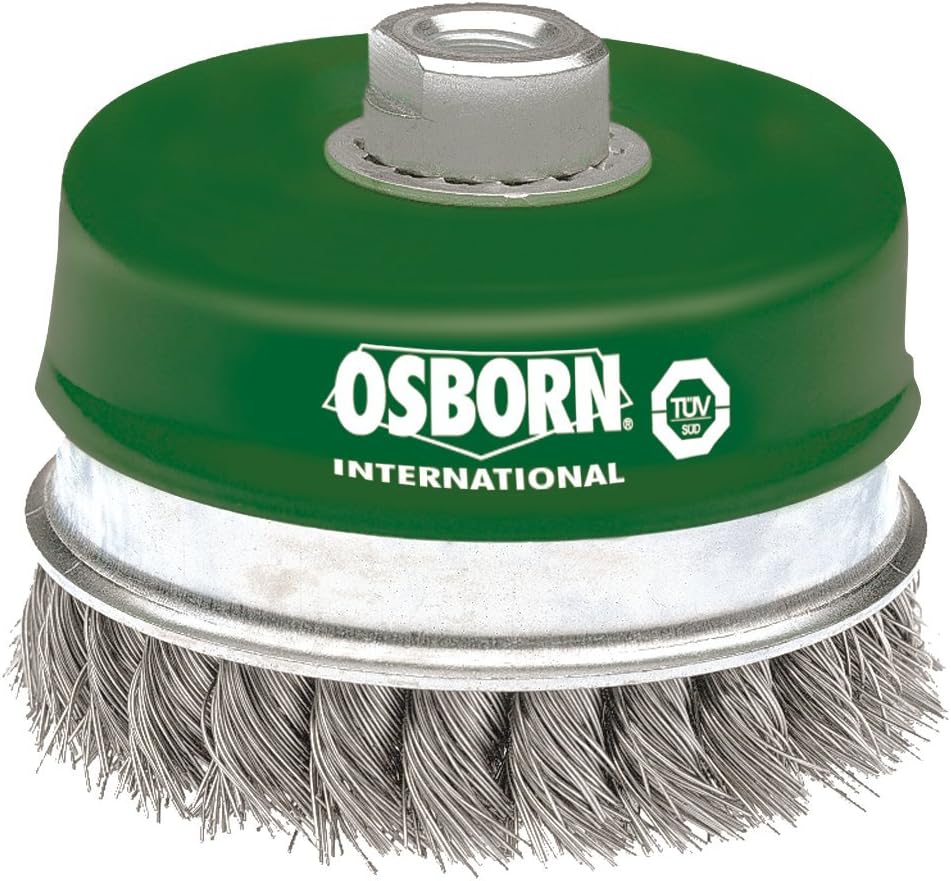 Osborn Topfbürste für Winkelschleifer 180 mm, Durchmesser 100 mm, Gewinde M 14 x 2, gezopfter rostfr