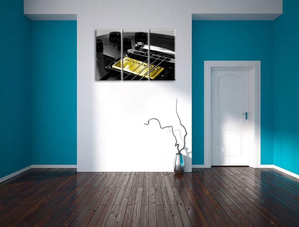 E-Gitarre mit Tonreglern schwarz/weiss 3-Teiler Leinwandbild 120x80 Bild auf Leinwand, XXL riesige B