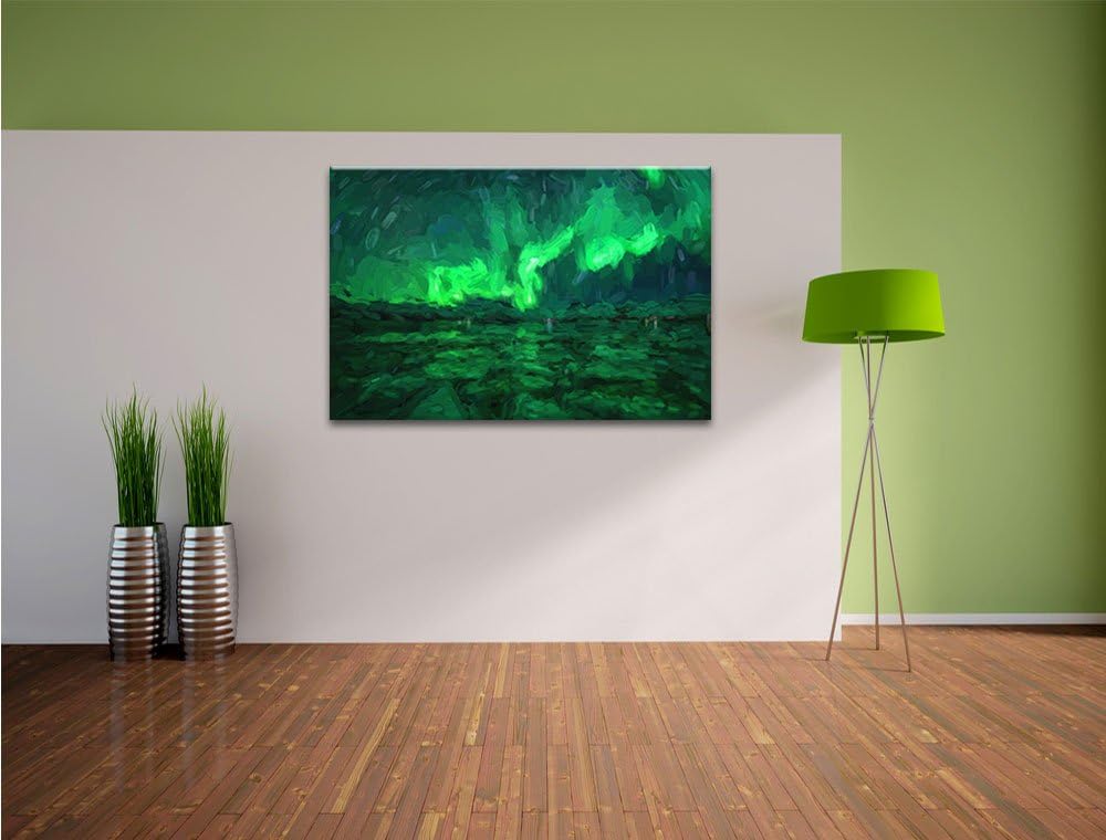 Pixxprint Polarlicht am Himmel Kunst als Leinwandbild/Grösse: 100x70 / Wandbild/Kunstdruck/fertig be