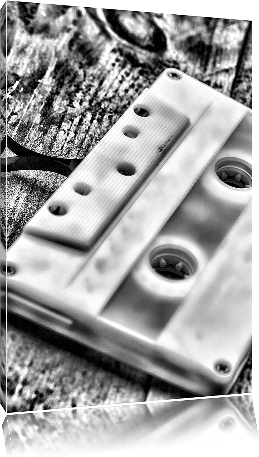 Monocrome, Kasette Retro, Format: 100x70 auf Leinwand, XXL riesige Bilder fertig gerahmt mit Keilrah