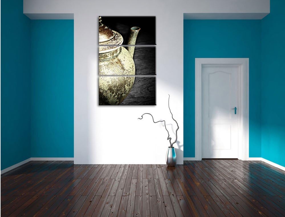 Pixxprint Teekanne aus Keramik als Leinwandbild/Grösse: 3 Teilig (120x80) / Wandbild/Kunstdruck/fert