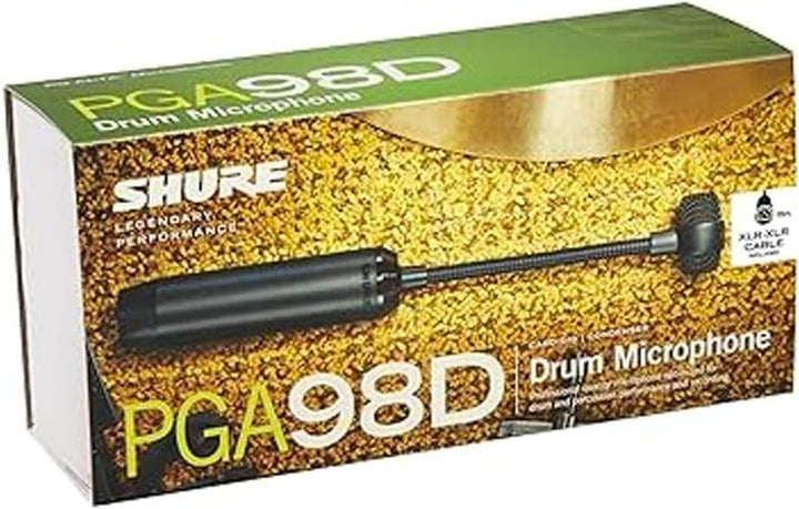 Shure Schlagzeug-Kondensatormikrofon Shure PGA98D mit Schwanenhals und Nierencharakteristik, inkl. K