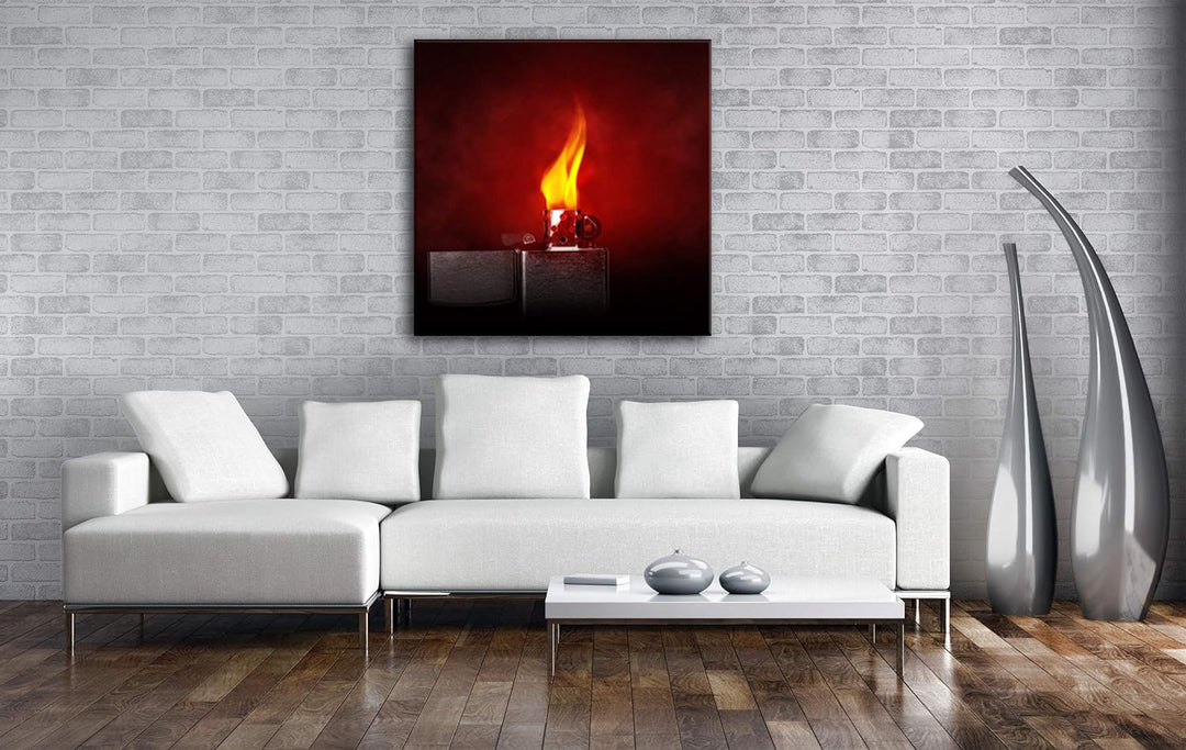 deyoli Dark metallisches Feuerzeug Format: 70x70 als Leinwandbild, Motiv fertig gerahmt auf Echtholz