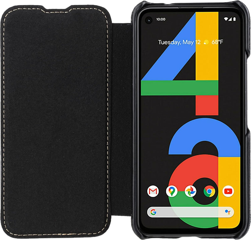 STILGUT Book Case kompatibel mit Google Pixel 4a 4G Hülle aus Leder zum Klappen, Klapphülle, Handyhü