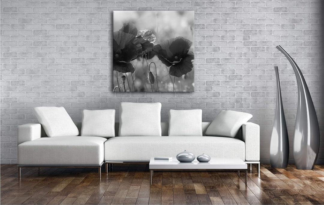 deyoli Bezaubernde Mohnblumen Format: 60x60 Effekt: Schwarz&Weiss als Leinwandbild, Motiv fertig ger