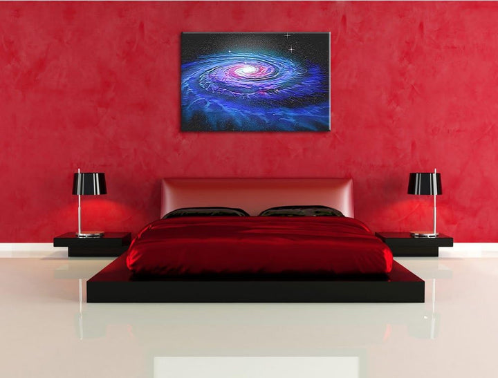 Sternenwirbel Galaxie Deluxe Format: 100x70 cm auf Leinwand, XXL riesige Bilder fertig gerahmt mit K