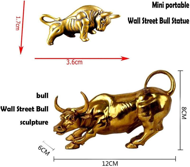 WANLIAN Wall Street Bull Statue Bronze Bull Skulptur Home Decoration Repräsentiert Leben Glück Feng