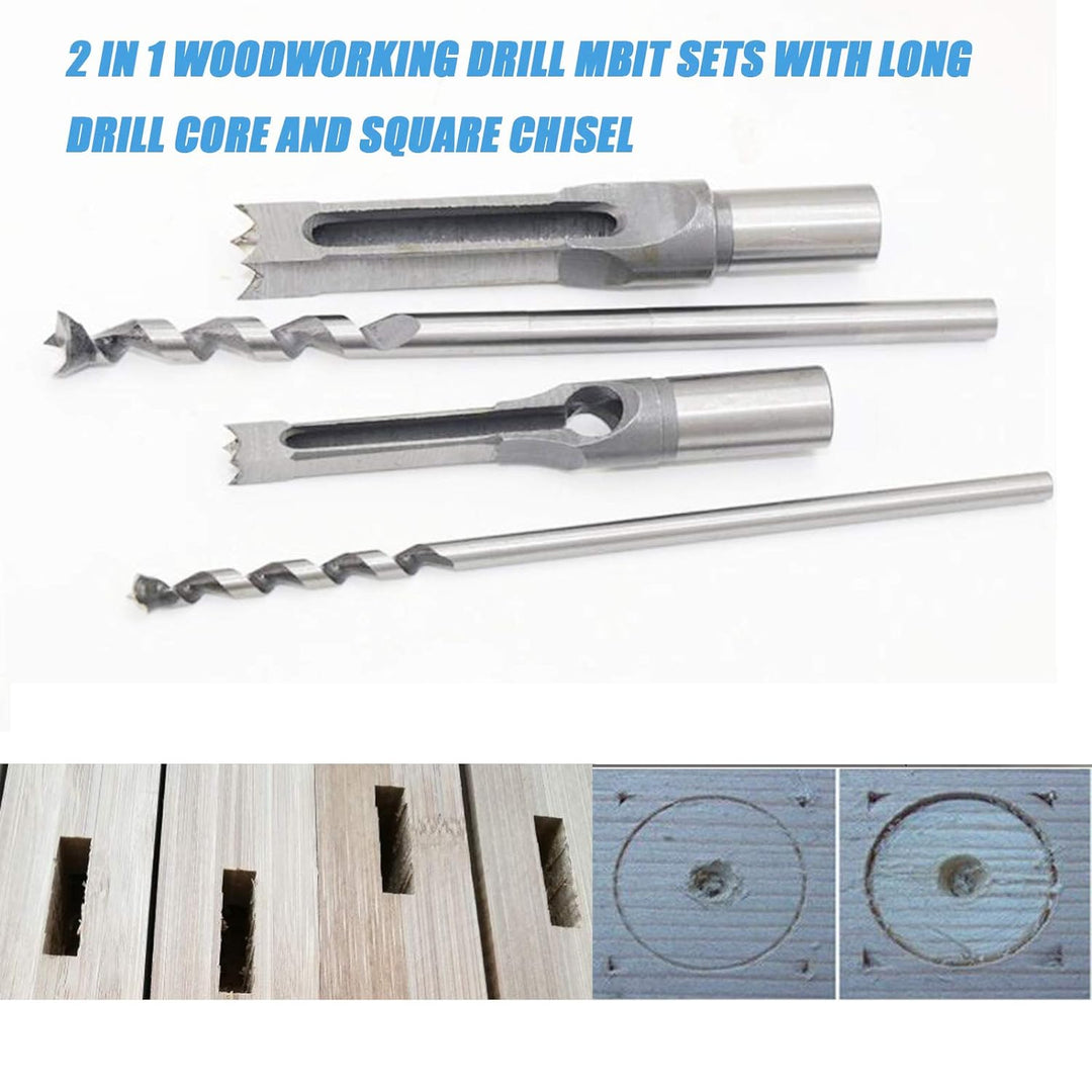 CDIYTOOL Vierkant-Lochbohrer-Sets, Holzbearbeitung Vierkantbohrer-Set, HSS-Holz-Stemmeissel-Senker D