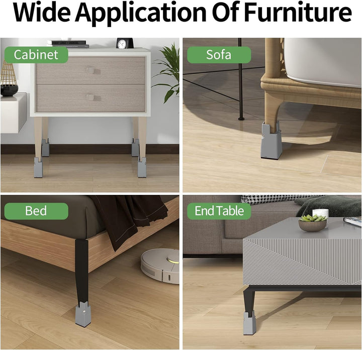 RCHYFEED Verstellbare Betterhöhung Möbelerhöhung 10cm mit Schraubklemme, Gray Betterhöher 4 Zoll Sch