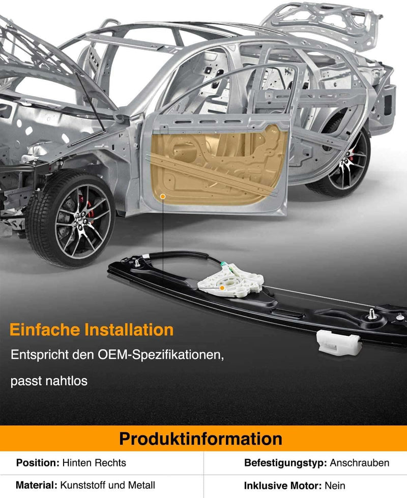 Frankberg Fensterheber Hinten Rechts Kompatibel mit X5 E70 Alle Motoren SUV 2006-2013 51357166382