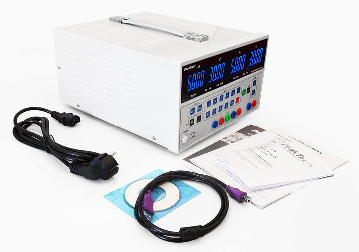 PeakTech 6075 - Linear geregeltes Netzgerät mit 2 Ausgängen & USB, Doppel Labornetzgerät 0-30V / 0-5