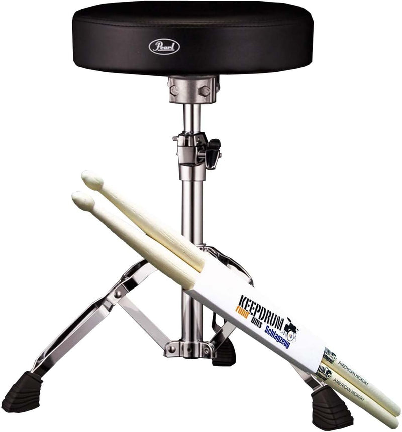 Pearl D-930 Drumhocker Drummersitz + 1 Paar keepdrum Drumsticks