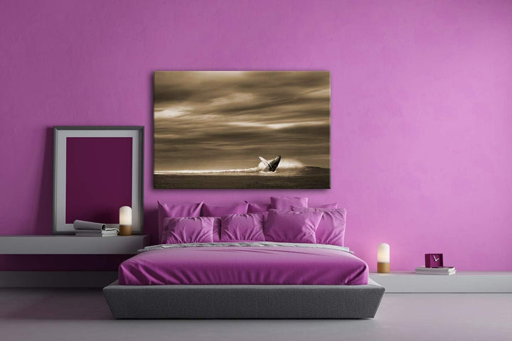 deyoli einsamer Wal Format: 80x60 Effekt: Sepia als Leinwandbild, Motiv fertig gerahmt auf Echtholzr